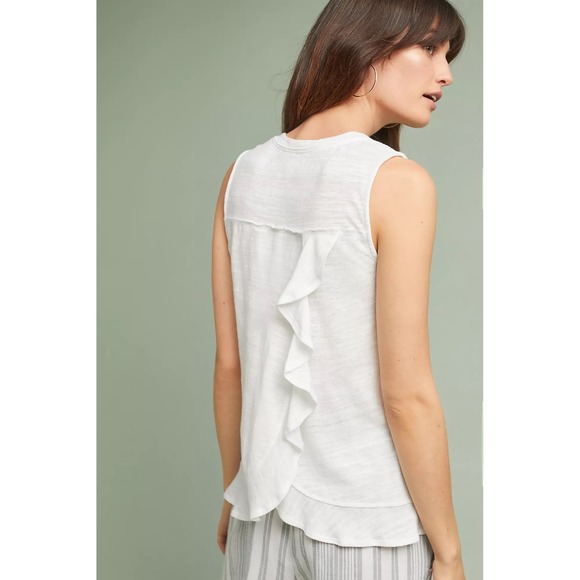 Maeve Tops - Maeve Anthropologie Cream Ruffle Hem Sleeveless V-Neck Tulip Back Top Small